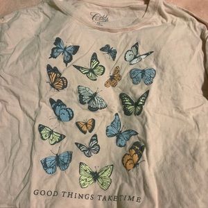 Butterfly peach crop tee